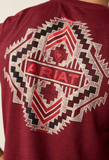Ariat Mens Ariat Crimson Red Southwest Stamper Short Sleeve T-Shirt