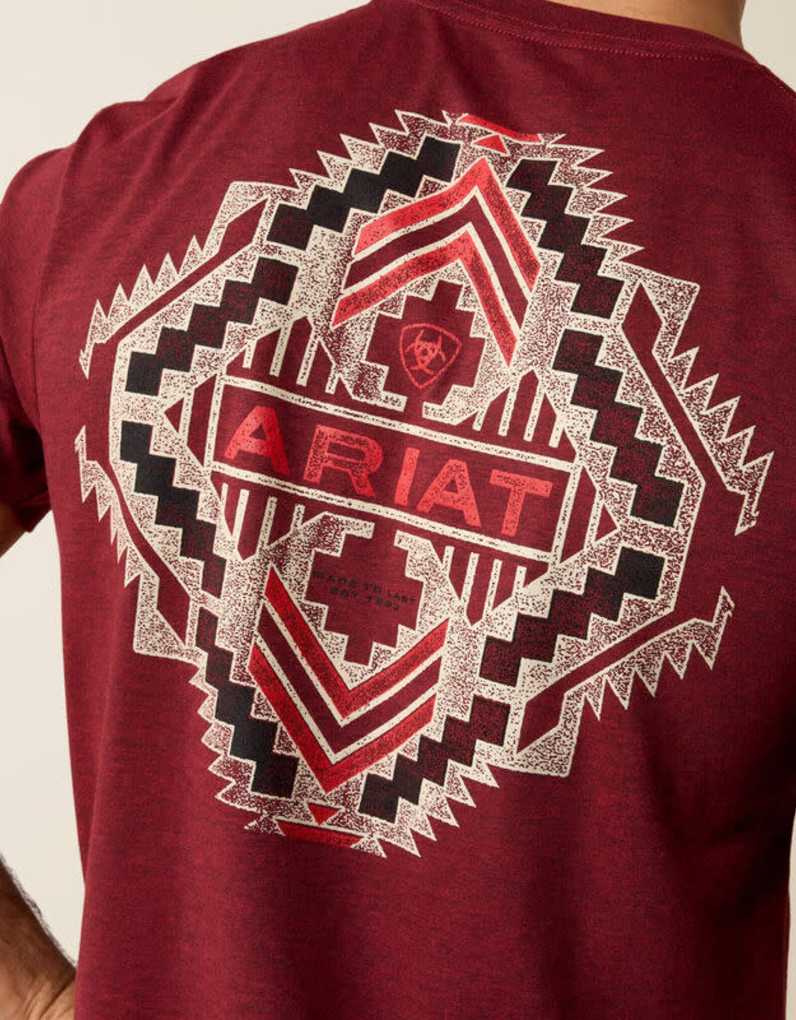 Ariat Mens Ariat Crimson Red Southwest Stamper Short Sleeve T-Shirt