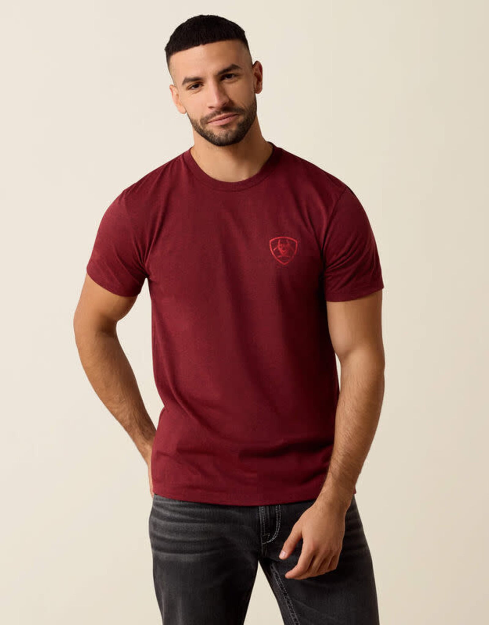 Ariat Mens Ariat Crimson Red Southwest Stamper Short Sleeve T-Shirt