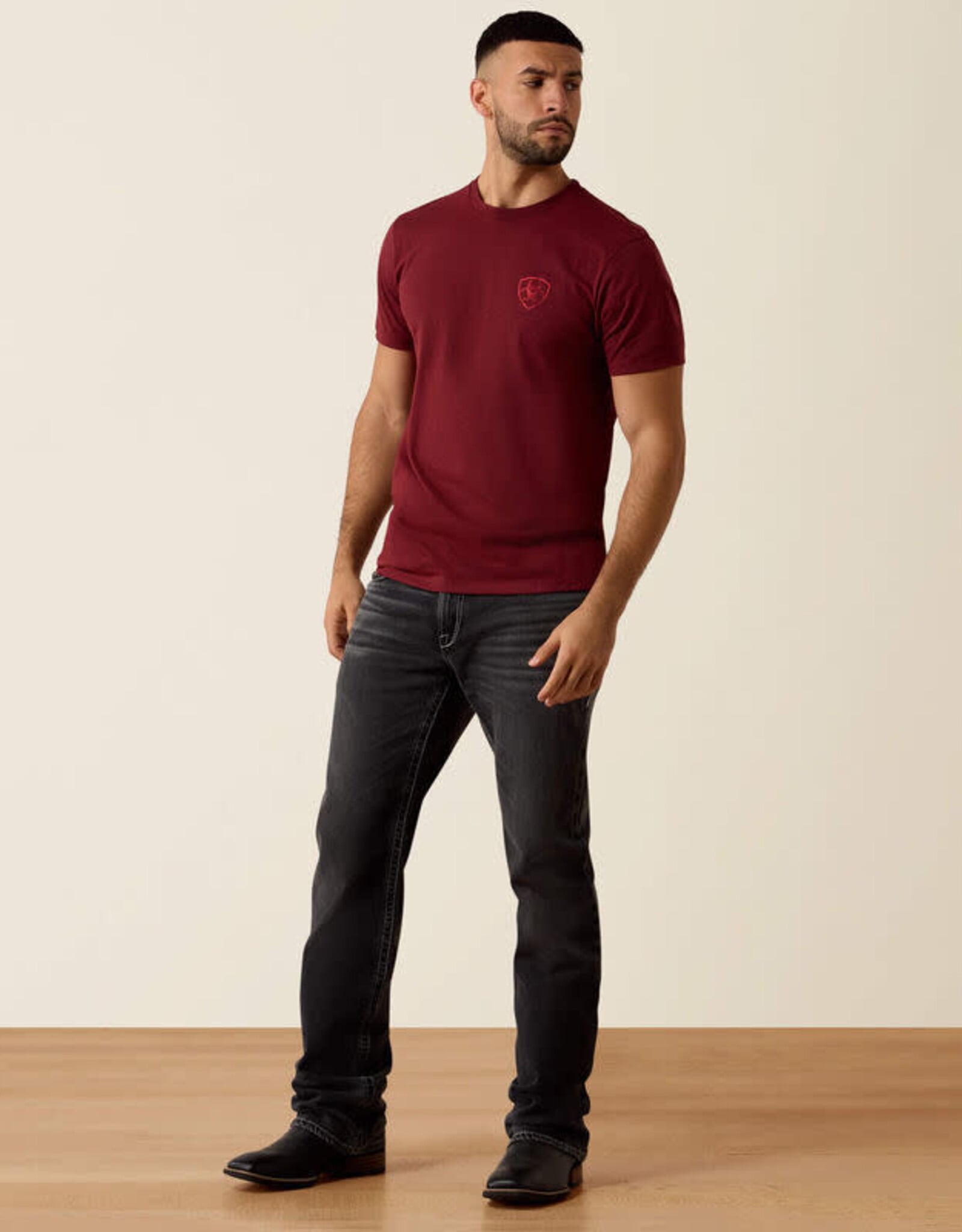 Ariat Mens Ariat Crimson Red Southwest Stamper Short Sleeve T-Shirt