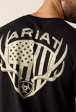 Ariat Mens Ariat Black Euromount Patriot Short Sleeve T-Shirt