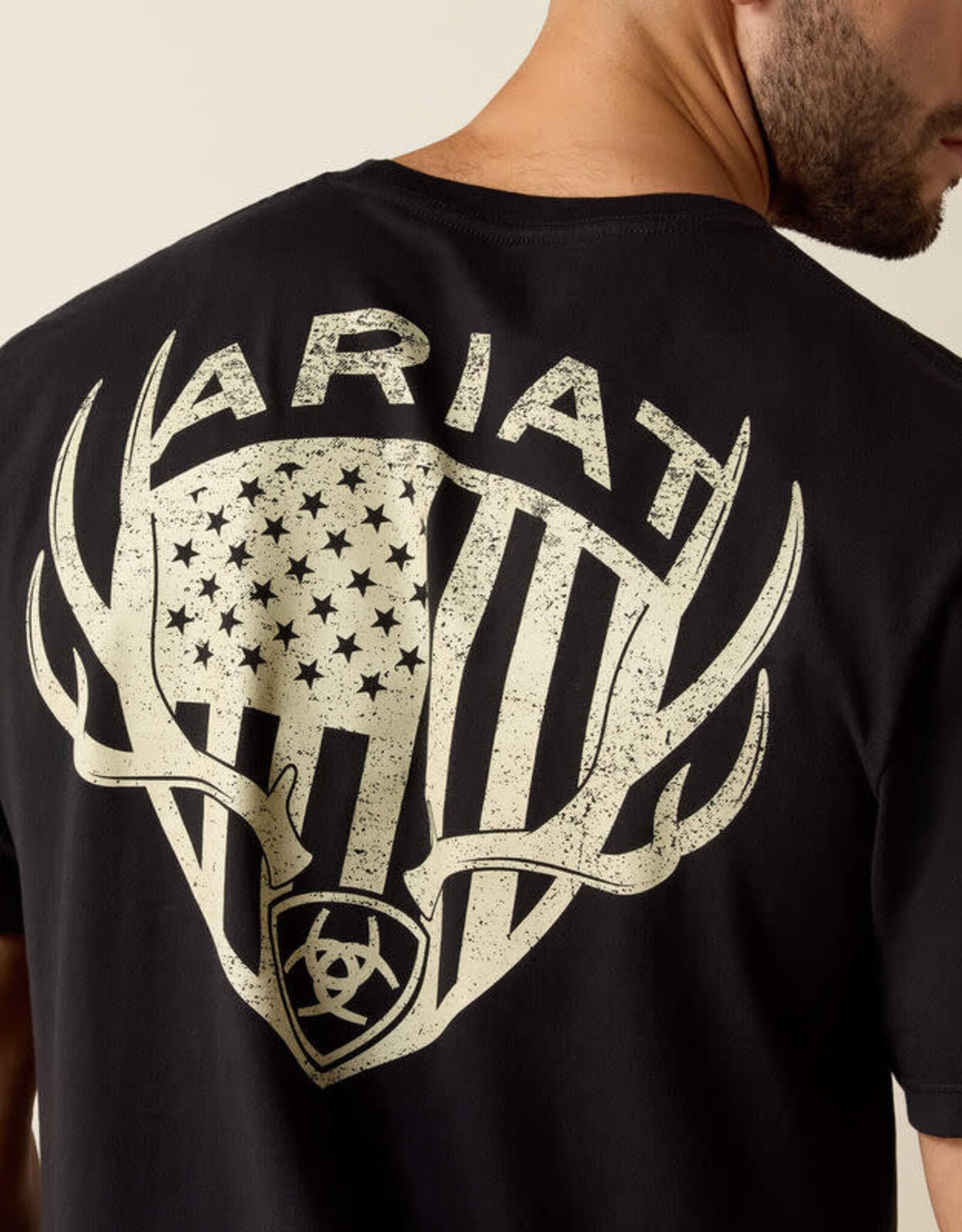 Ariat Mens Ariat Black Euromount Patriot Short Sleeve T-Shirt
