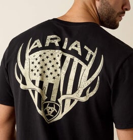 Ariat Mens Ariat Black Euromount Patriot Short Sleeve T-Shirt