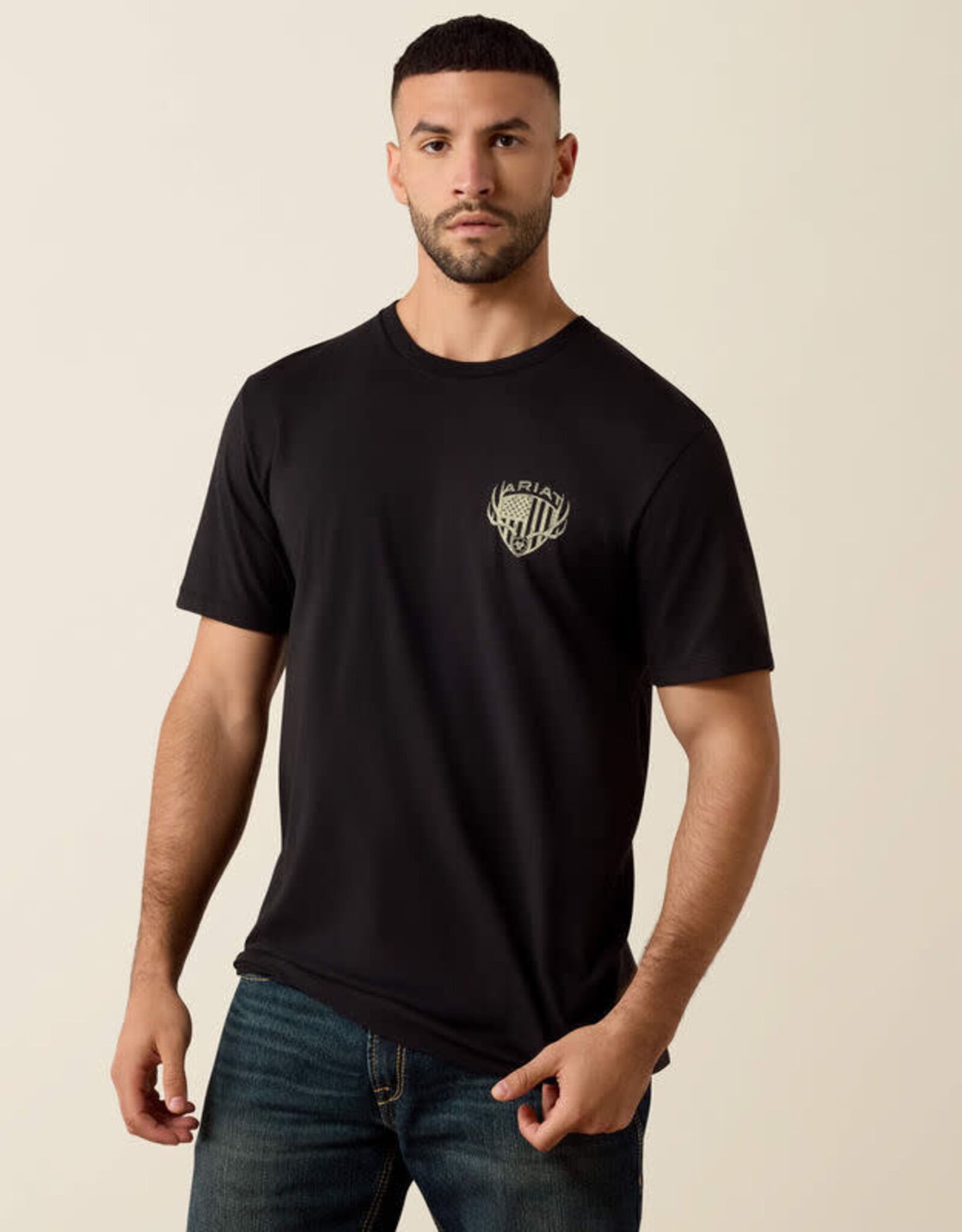 Ariat Mens Ariat Black Euromount Patriot Short Sleeve T-Shirt