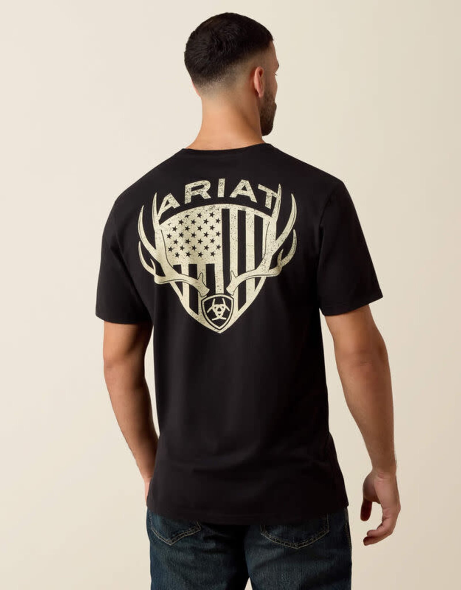 Ariat Mens Ariat Black Euromount Patriot Short Sleeve T-Shirt