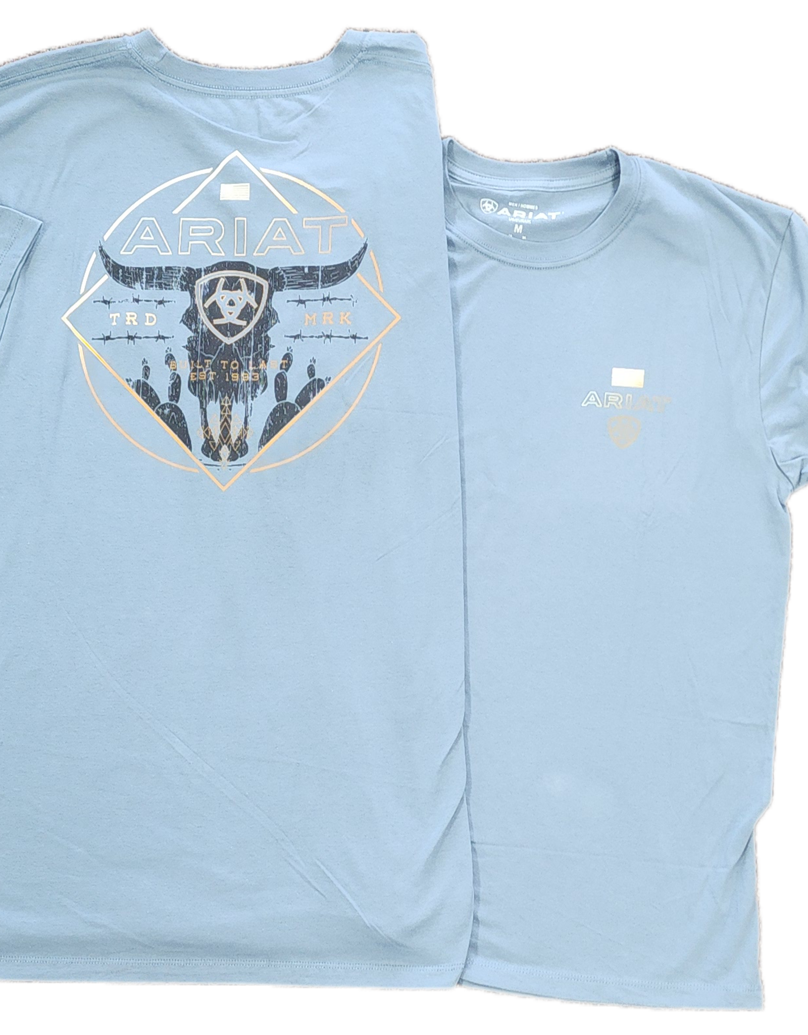 Ariat Mens Ariat Dusty Blue Triple Stacker Short Sleeve T-Shirt