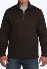 Cinch Mens Cinch Chocolate Brown Fleece Lined Quarter Zip Sweater