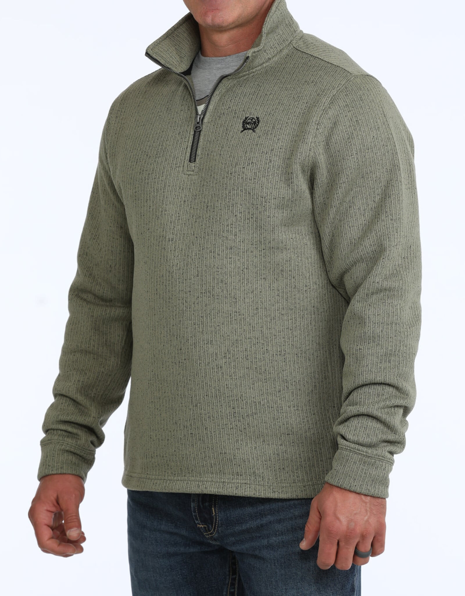Cinch Mens Cinch Olive Black Fleece Lined Quarter Zip Sweater S - 4X
