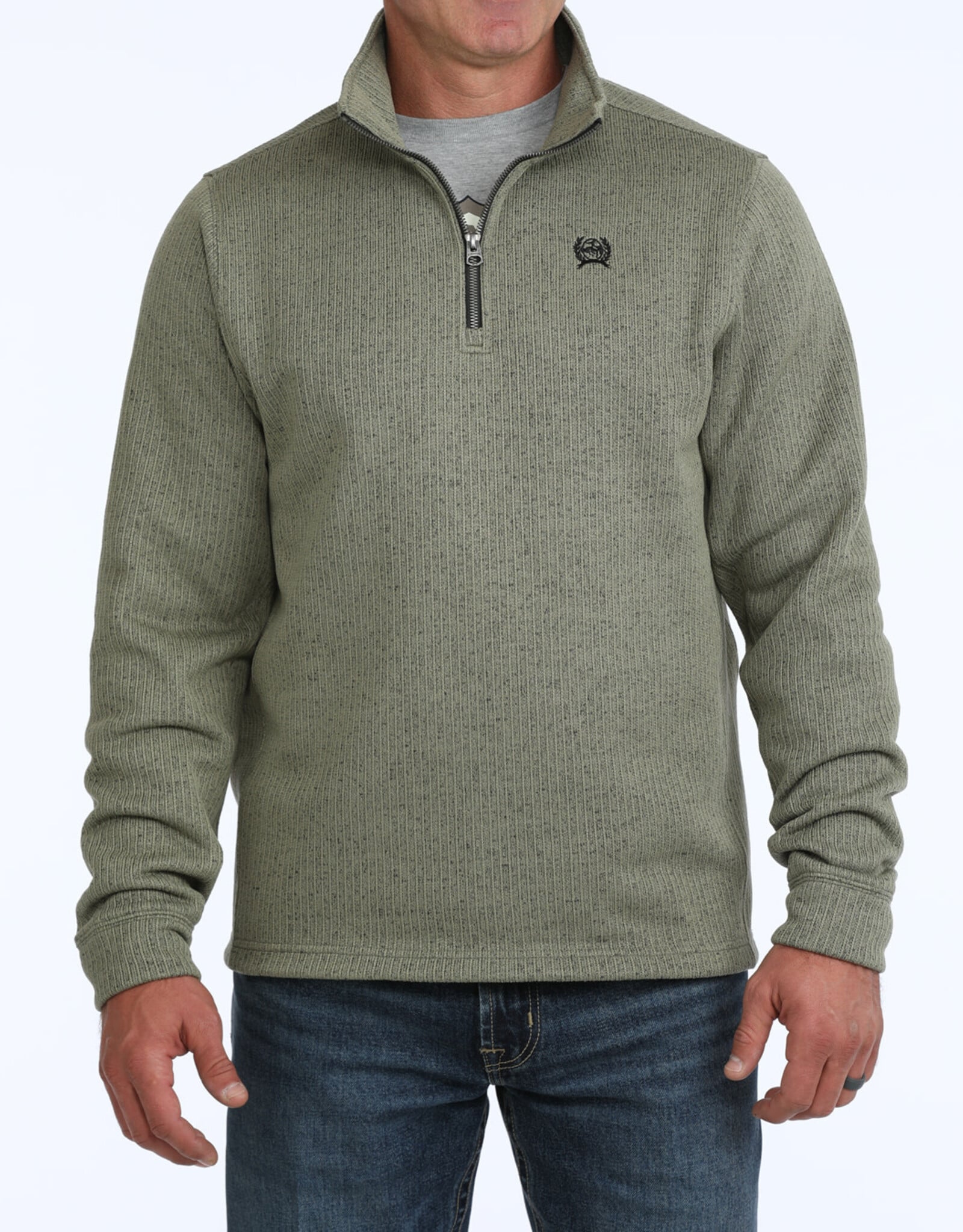 Cinch Mens Cinch Olive Black Fleece Lined Quarter Zip Sweater S - 4X