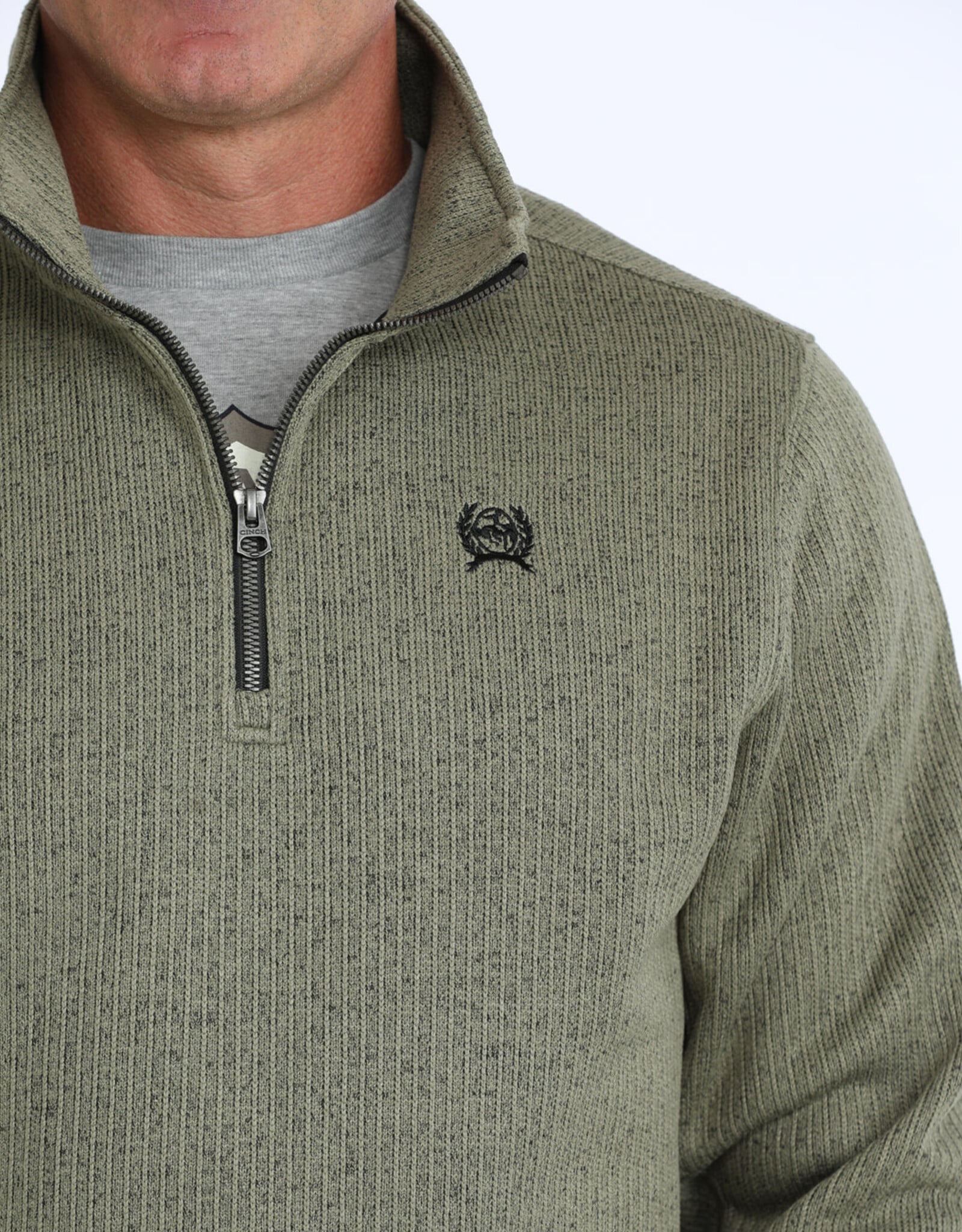 Cinch Mens Cinch Olive Black Fleece Lined Quarter Zip Sweater S - 4X