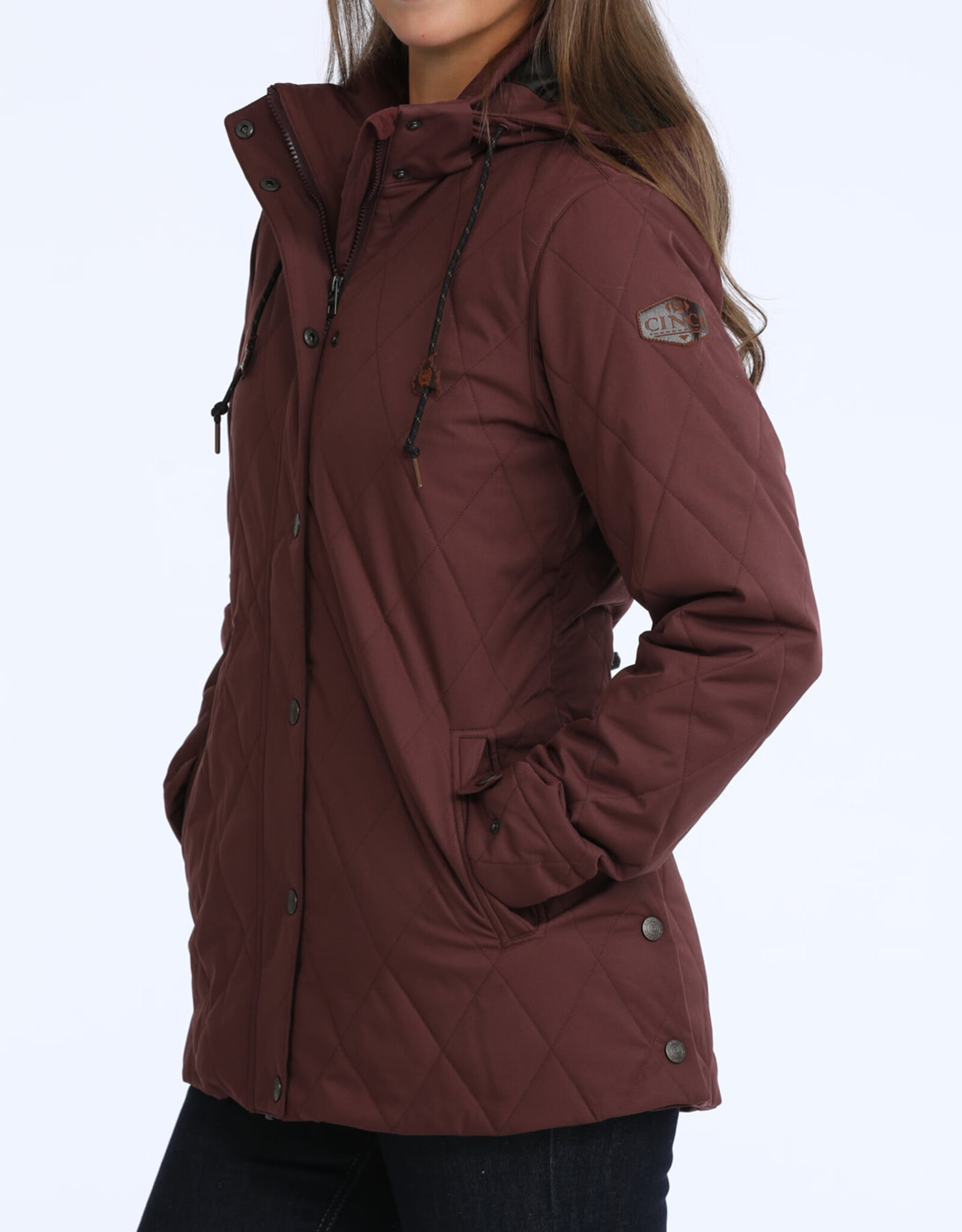 Cinch Womens Cinch Quilted Purple Removable Hooded Barn Jacket