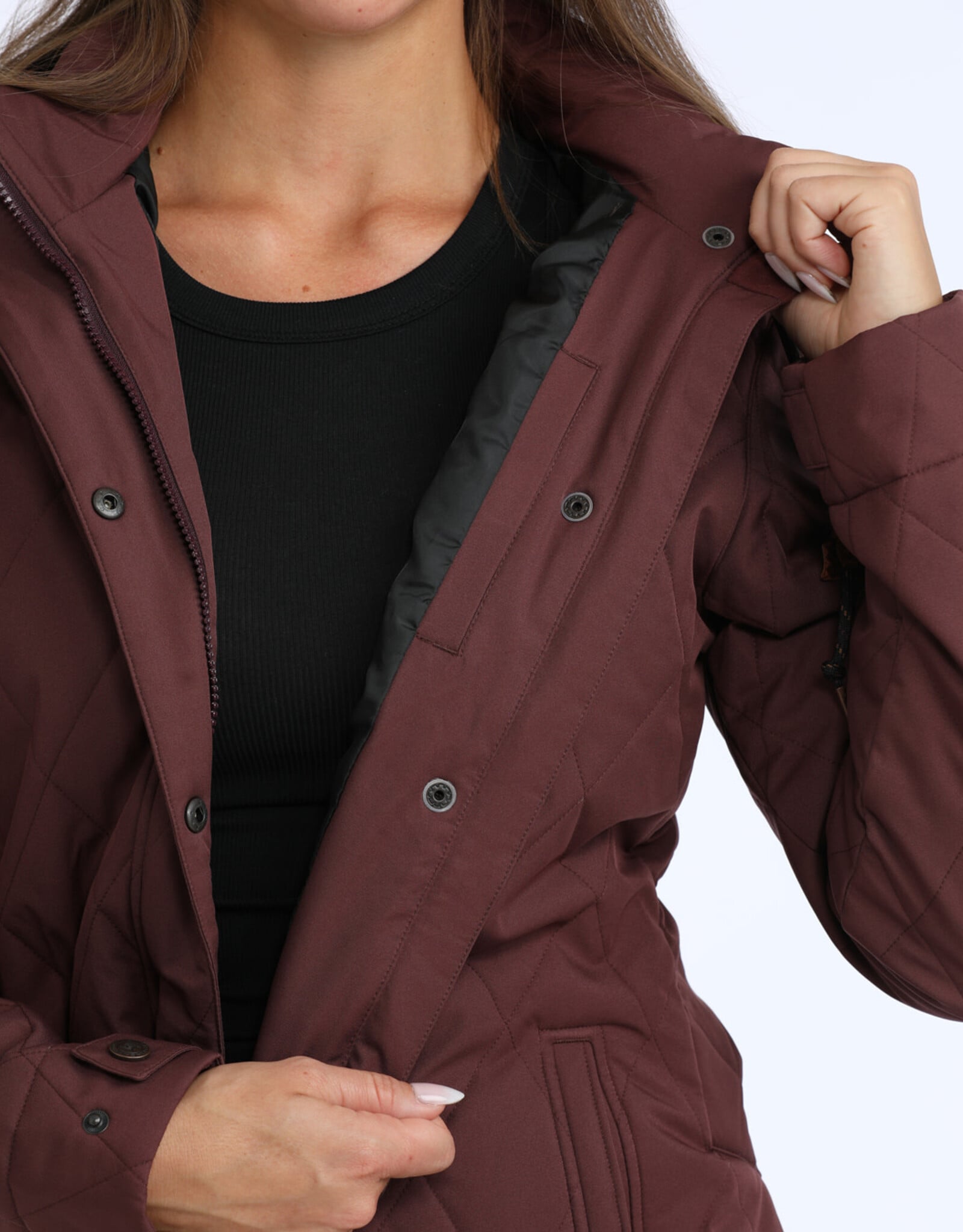 Cinch Womens Cinch Quilted Purple Removable Hooded Barn Jacket