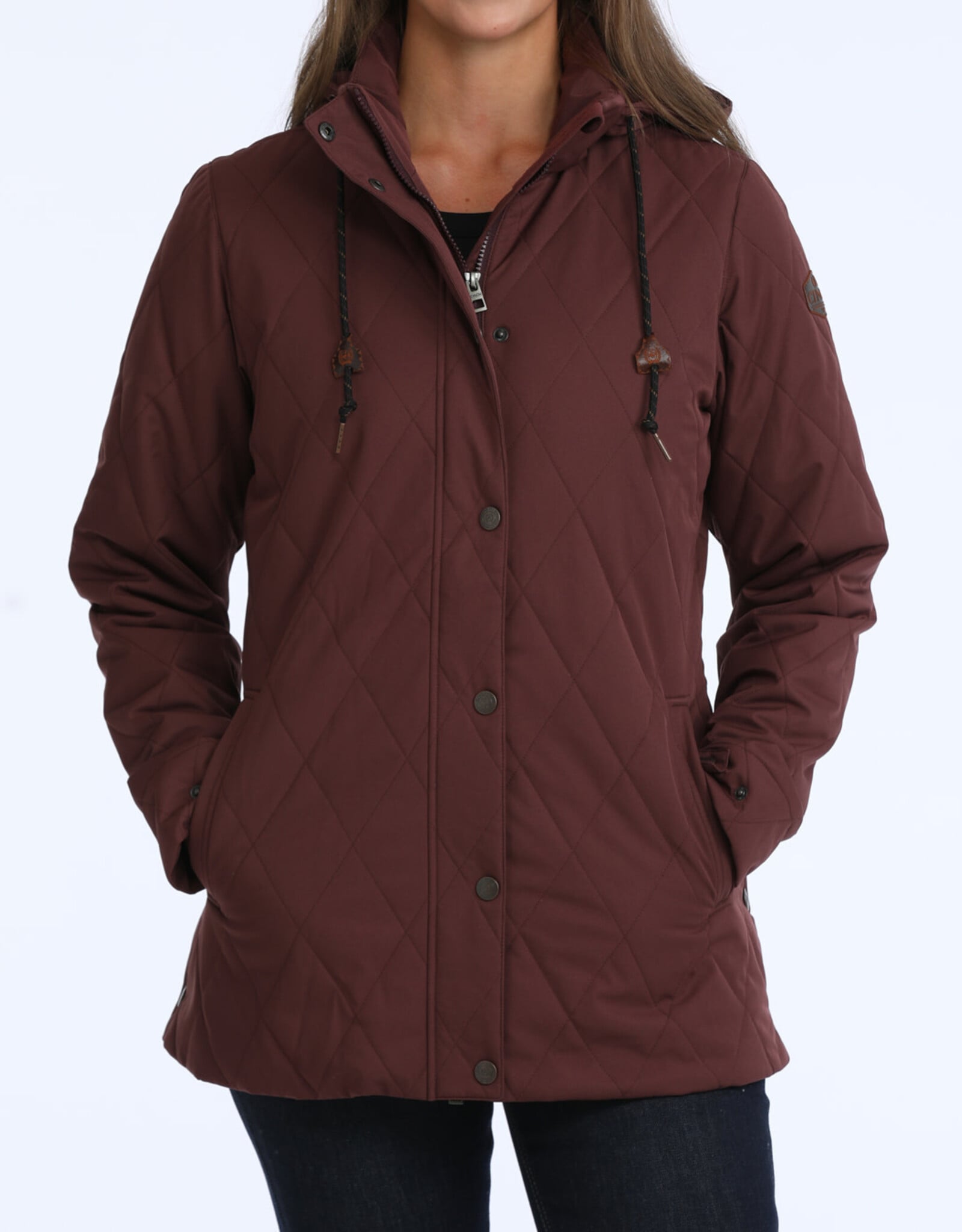 Cinch Womens Cinch Quilted Purple Removable Hooded Barn Jacket