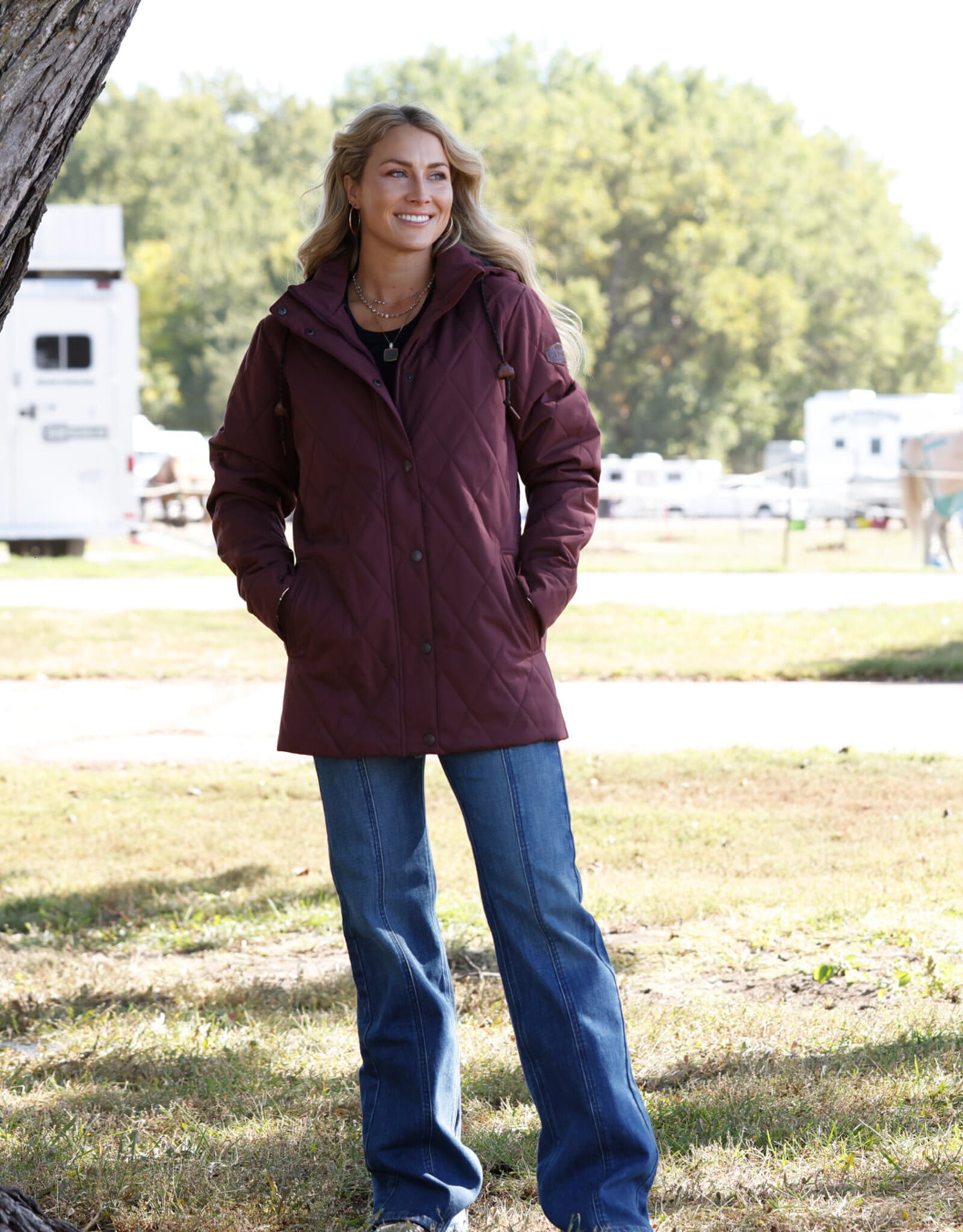 Cinch Womens Cinch Quilted Purple Removable Hooded Barn Jacket