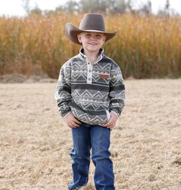 Cinch Boys Cinch Olive Southwest Polar Fleece Quarter Snap Pullover Sweatshirt