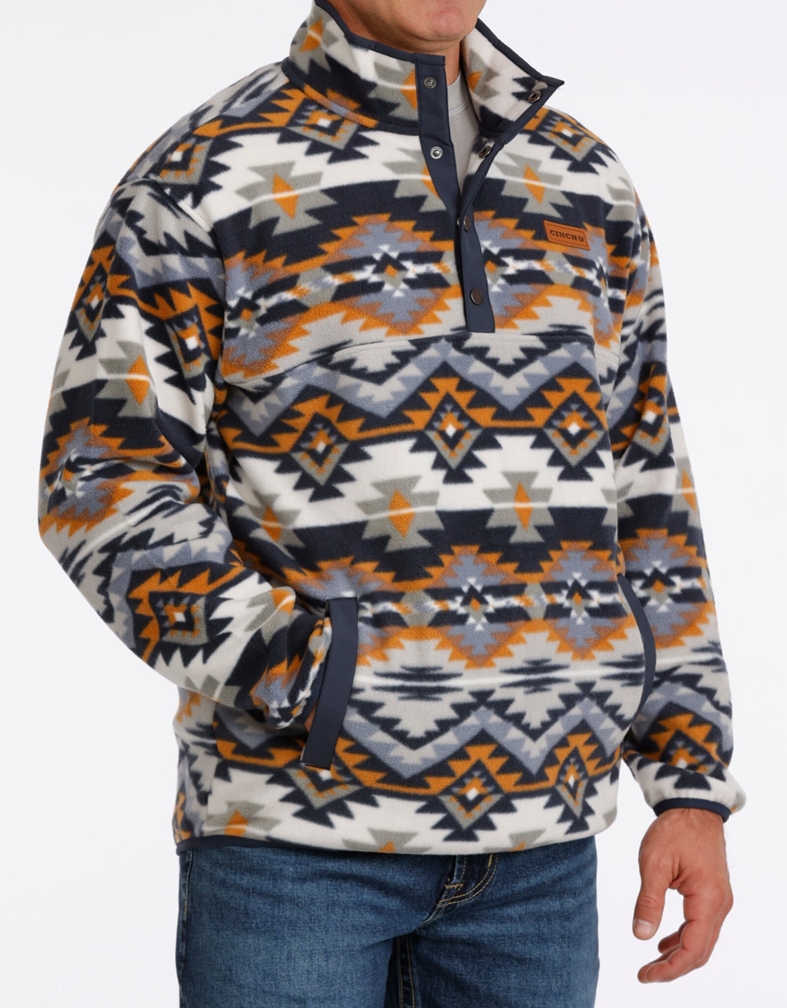 Cinch Mens Cinch Navy Southwest Quarter Snap Polar Fleece Pullover