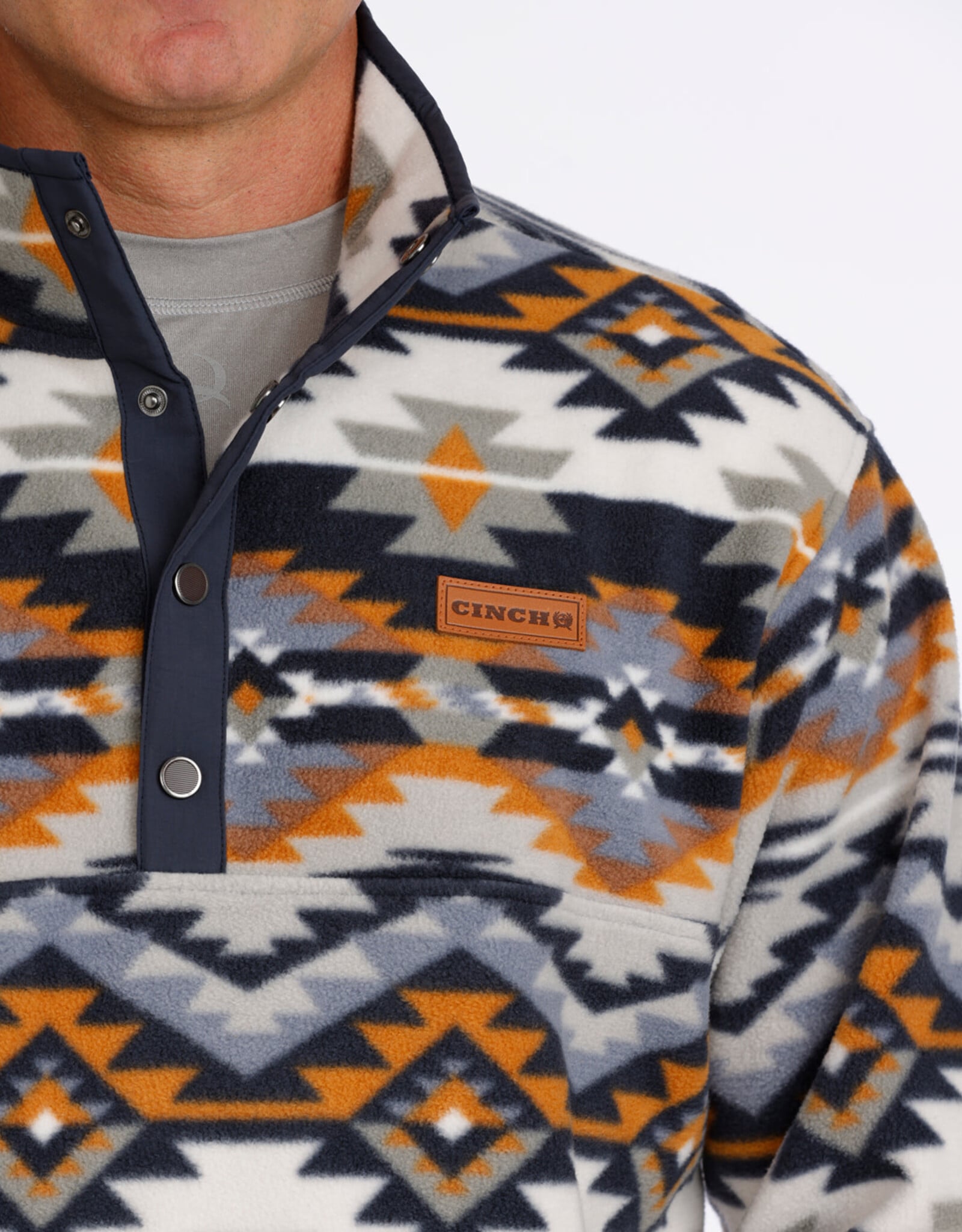 Cinch Mens Cinch Navy Southwest Quarter Snap Polar Fleece Pullover