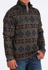 Cinch Mens Cinch Charcoal Southwest Quarter Zip Fleece Pullover