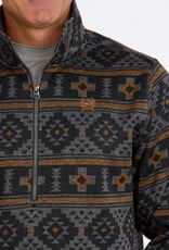 Cinch Mens Cinch Charcoal Southwest Quarter Zip Fleece Pullover
