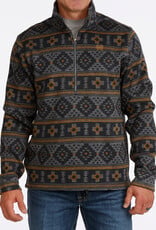 Cinch Mens Cinch Charcoal Southwest Quarter Zip Fleece Pullover