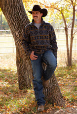 Cinch Mens Cinch Charcoal Southwest Quarter Zip Fleece Pullover