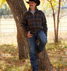 Cinch Mens Cinch Charcoal Southwest Quarter Zip Fleece Pullover