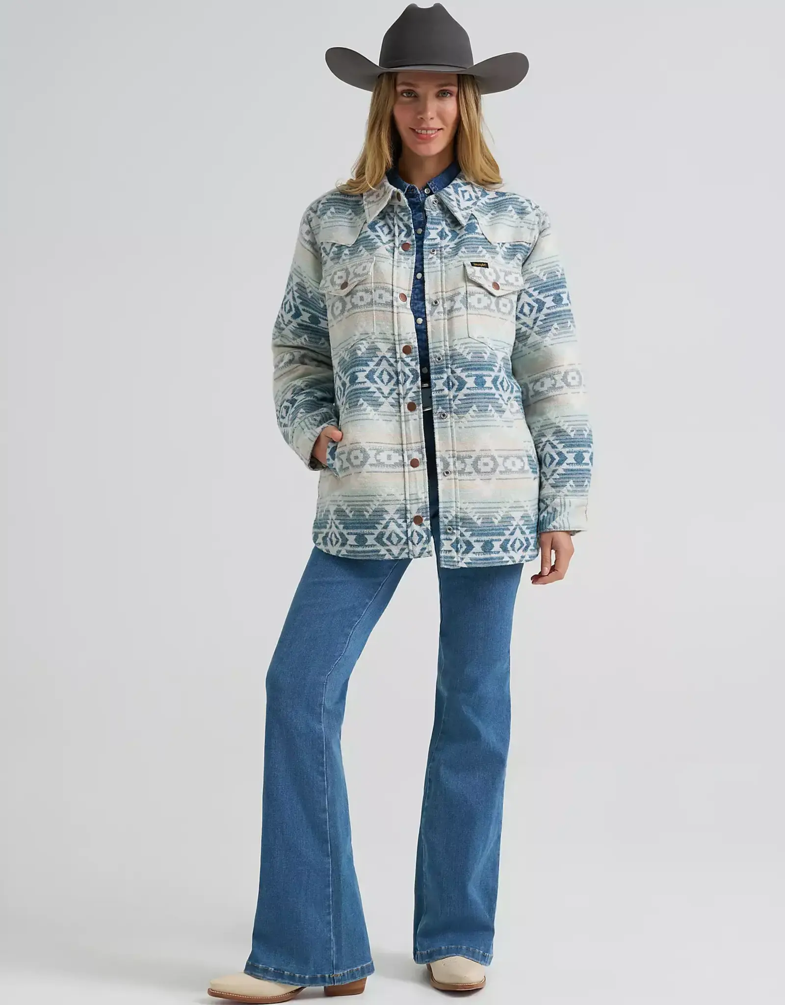 Womens Wrangler Blue Southwest Jacquard Shacket