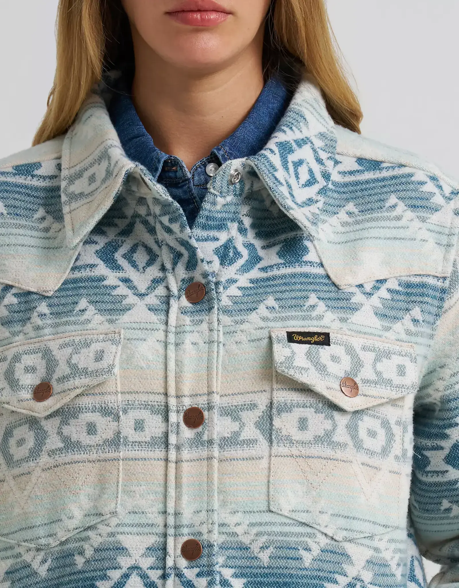 Womens Wrangler Blue Southwest Jacquard Shacket