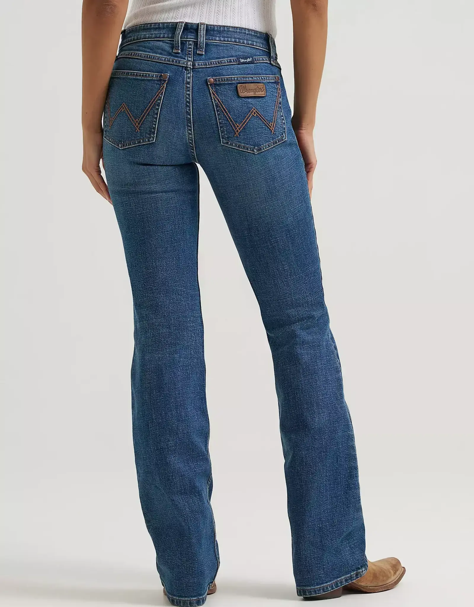 Womens Wrangler Marina Retro Mae Mid Rise Boot Cut Denim Western Riding Jean