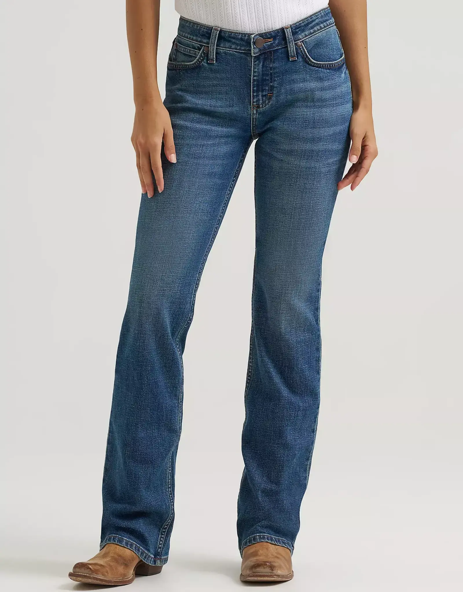 Womens Wrangler Marina Retro Mae Mid Rise Boot Cut Denim Western Riding Jean