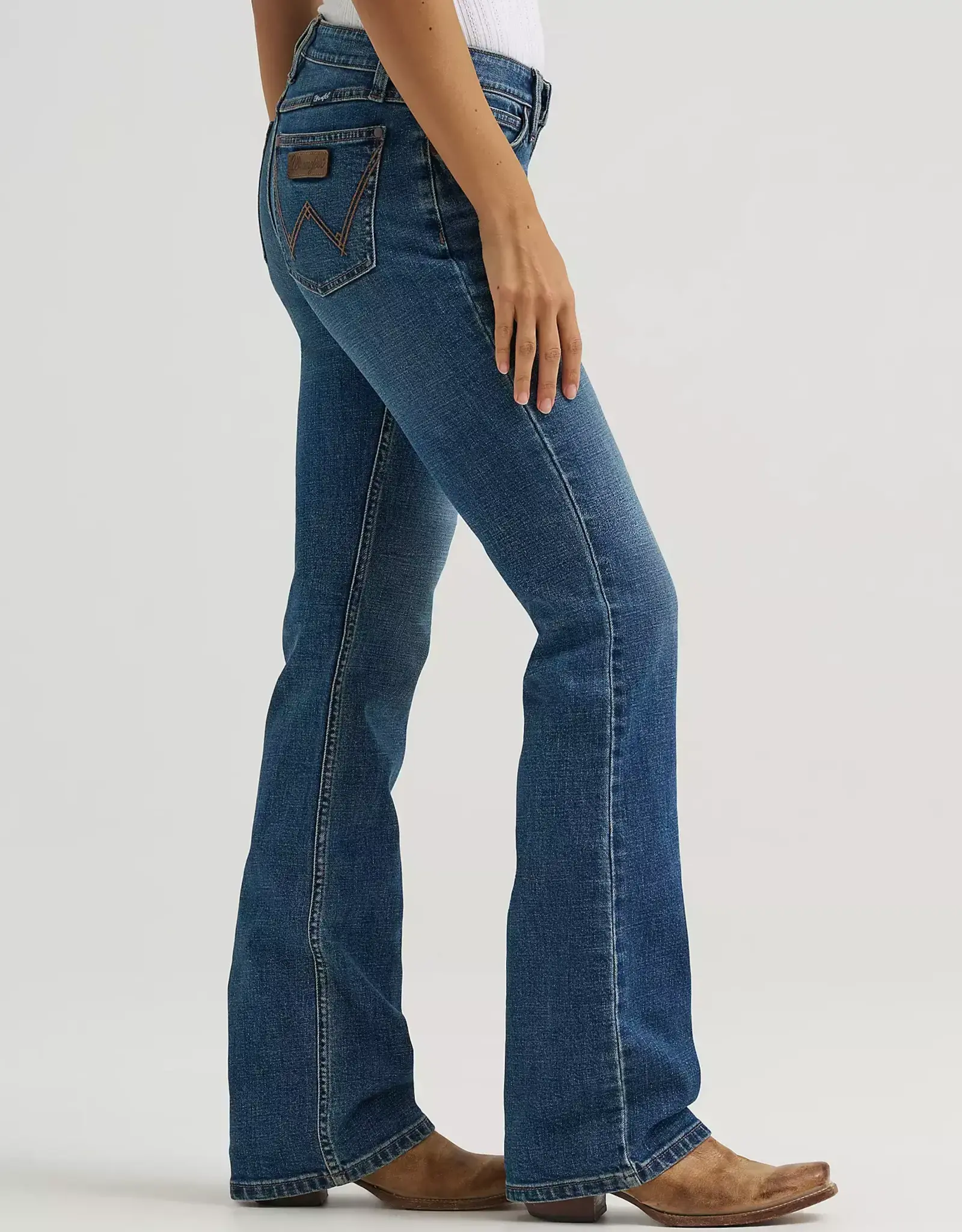 Womens Wrangler Marina Retro Mae Mid Rise Boot Cut Denim Western Riding Jean