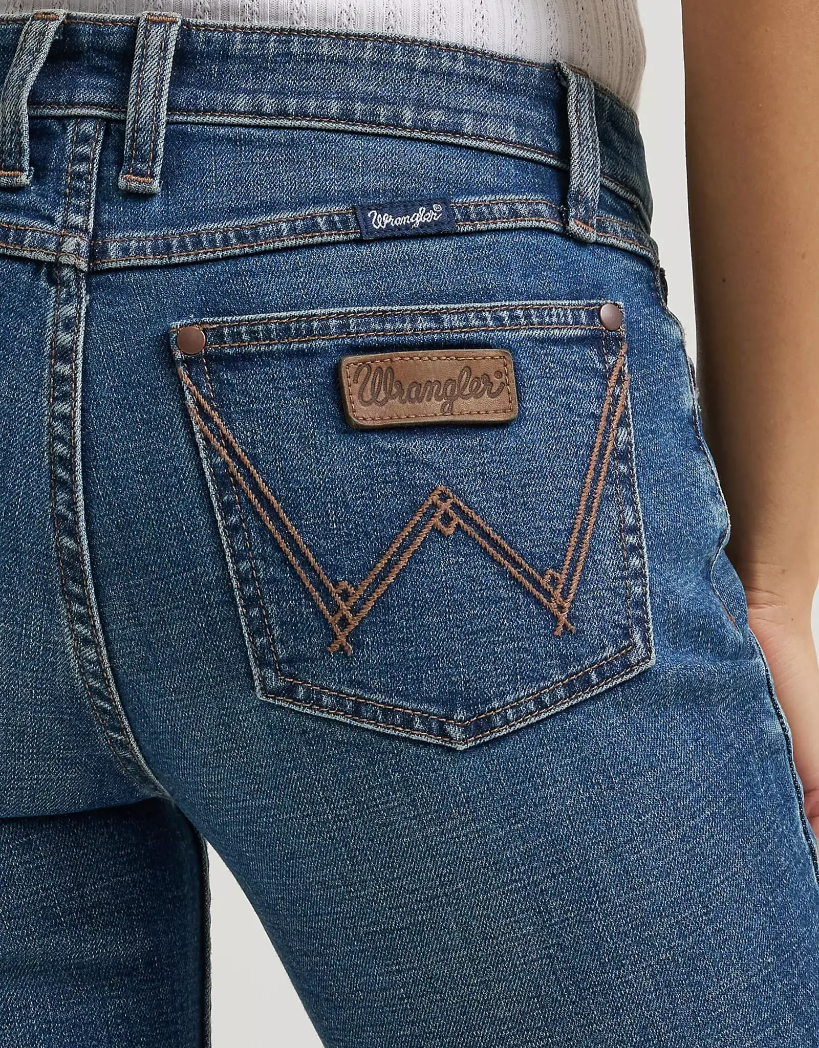 Womens Wrangler Marina Retro Mae Mid Rise Boot Cut Denim Western Riding Jean
