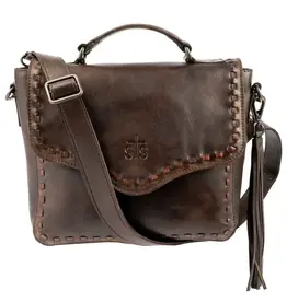 Womens STS Bandera Chocolate Dakota Leather Crossbody Purse