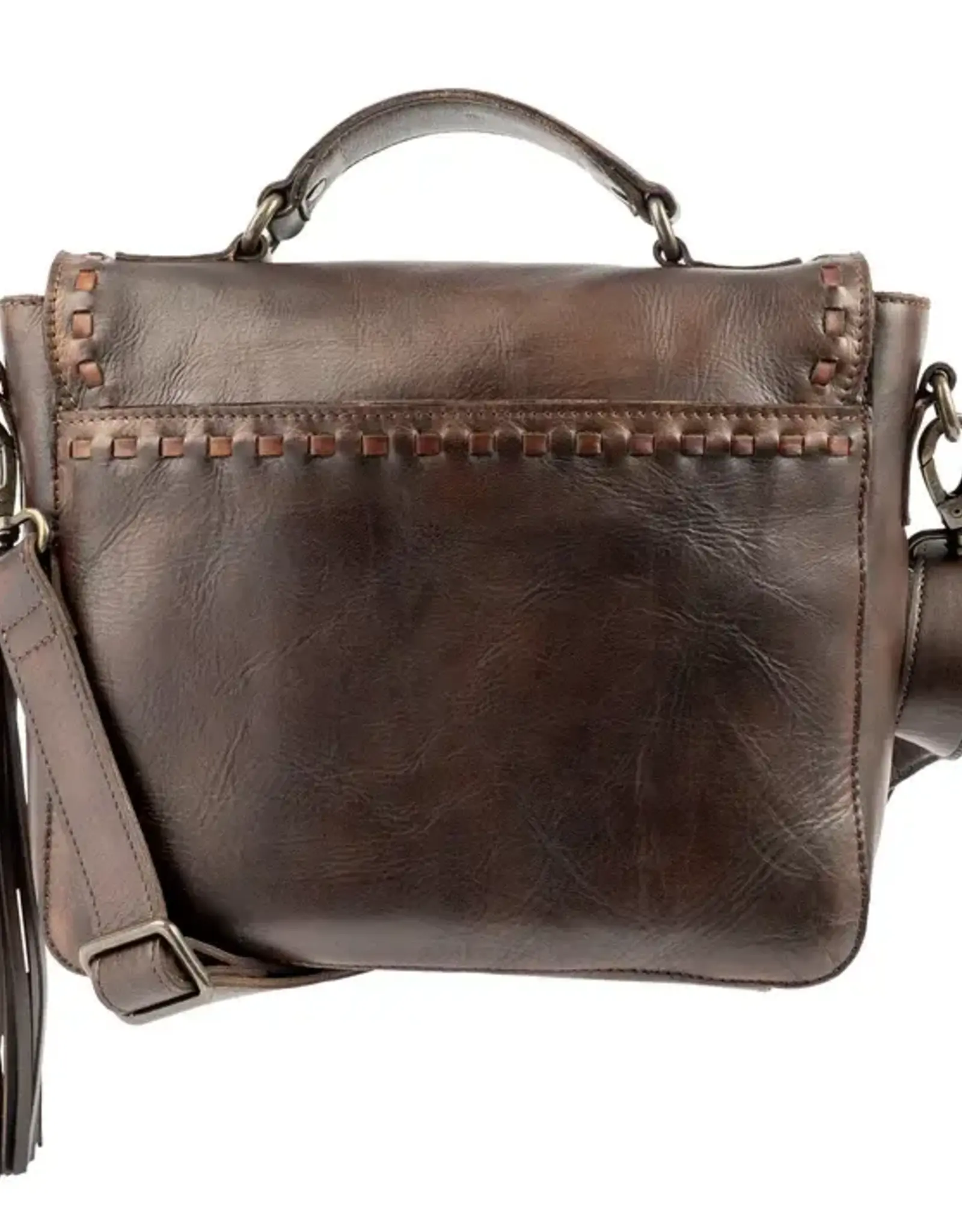 Womens STS Bandera Chocolate Dakota Leather Crossbody Purse
