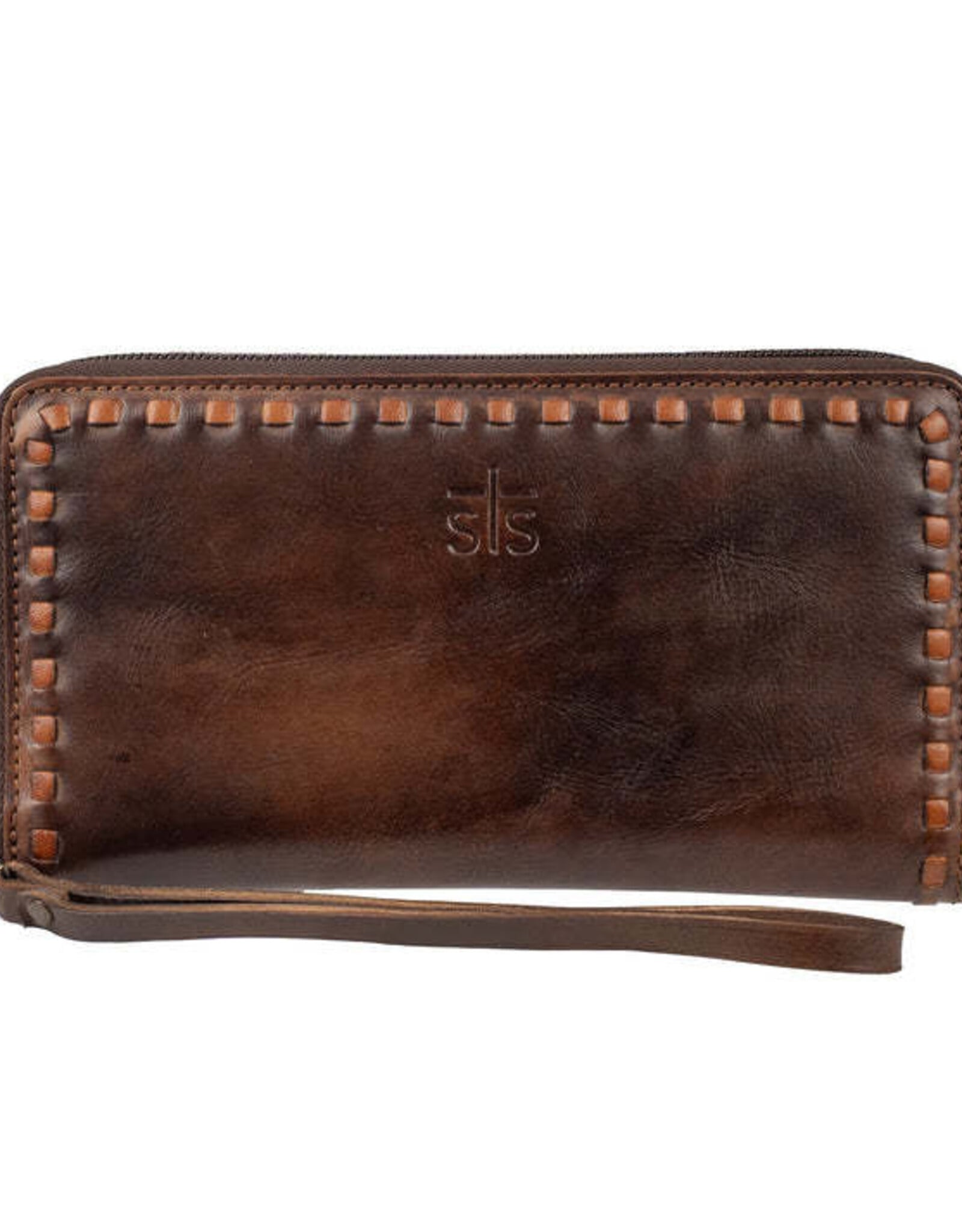 Womens STS Bandera Chocolate Berkley Leather Bifold Wristlet