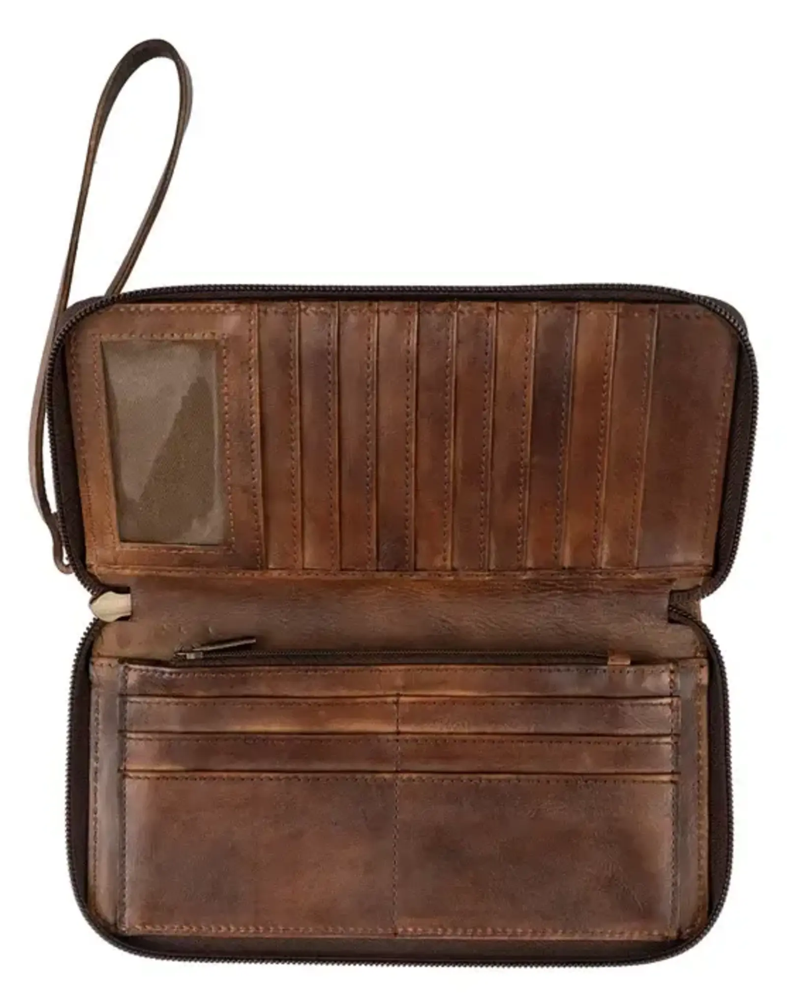 Womens STS Bandera Chocolate Berkley Leather Bifold Wristlet