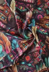Wild Rag 100% Silk Pink Purple Feather Headdress Print 34x34