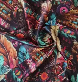 Wild Rag 100% Silk Pink Purple Feather Headdress Print 34x34