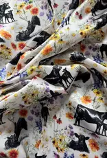 Wild Rag 100% Silk Angus Cow Calf Floral Print 34x34