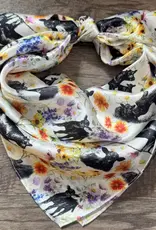 Wild Rag 100% Silk Angus Cow Calf Floral Print 34x34