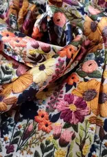 Wild Rag 100% Silk Ivory Gold Embroidered Floral Print 34x34