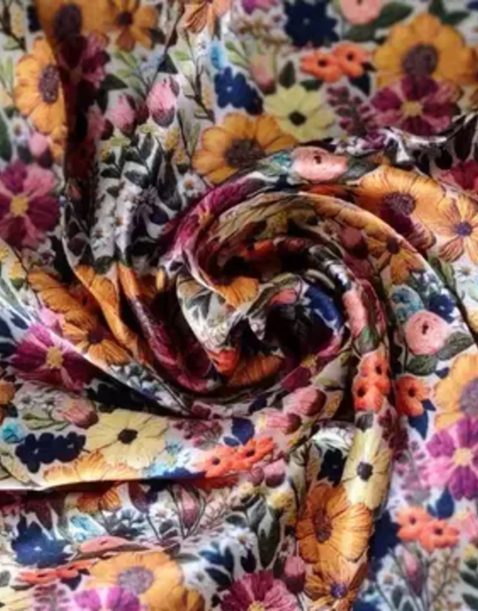 Wild Rag 100% Silk Ivory Gold Embroidered Floral Print 34x34