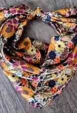 Wild Rag 100% Silk Ivory Gold Embroidered Floral Print 34x34