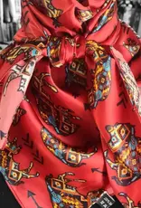 Wild Rag 100% Silk Red Aztec Bison Arrow Print 34x34