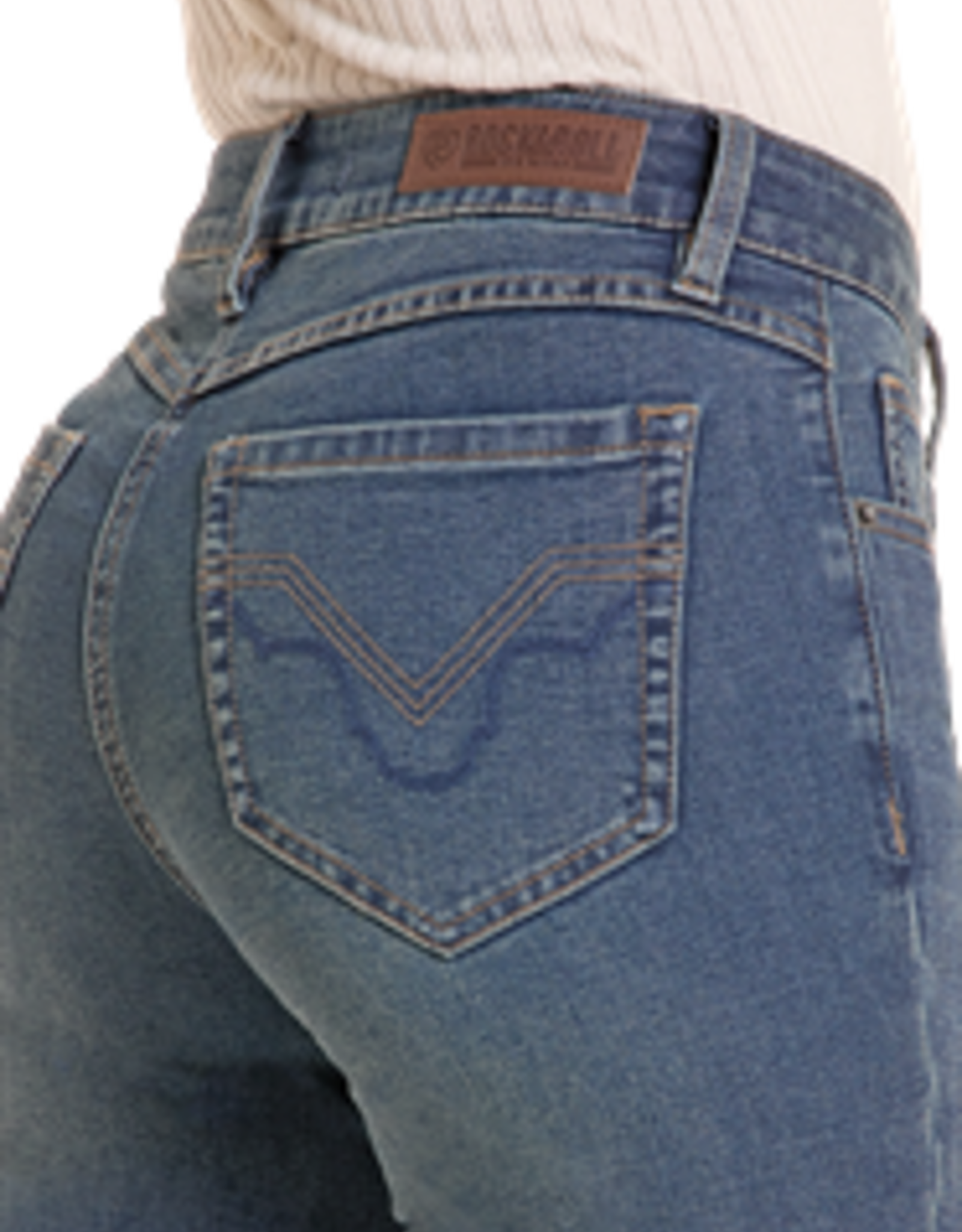 Womens Rock N Roll Sculpted Denim Midrise Bootcut Stretch Western Jeans
