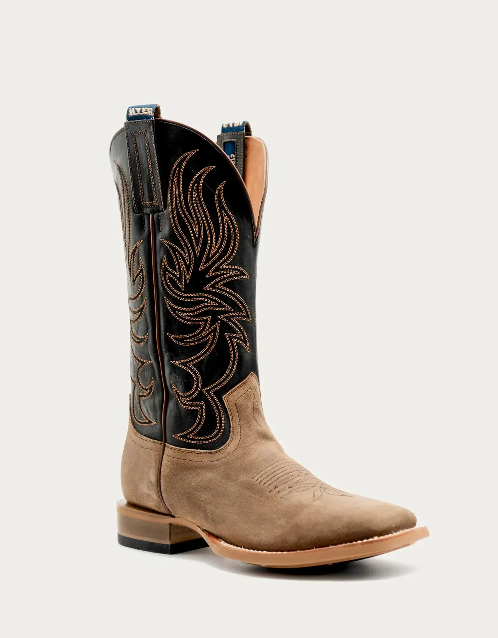 Hyer Boots Mens Hyer Axtell Tan Roughout Square Toe Western Cowboy Boot