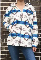 Desheng Enterprise Womens Western Tribal Aztec Sherpa Quarter Zip Pullover