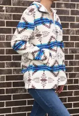 Desheng Enterprise Womens Western Tribal Aztec Sherpa Quarter Zip Pullover