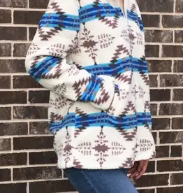 Desheng Enterprise Womens Western Tribal Aztec Sherpa Quarter Zip Pullover