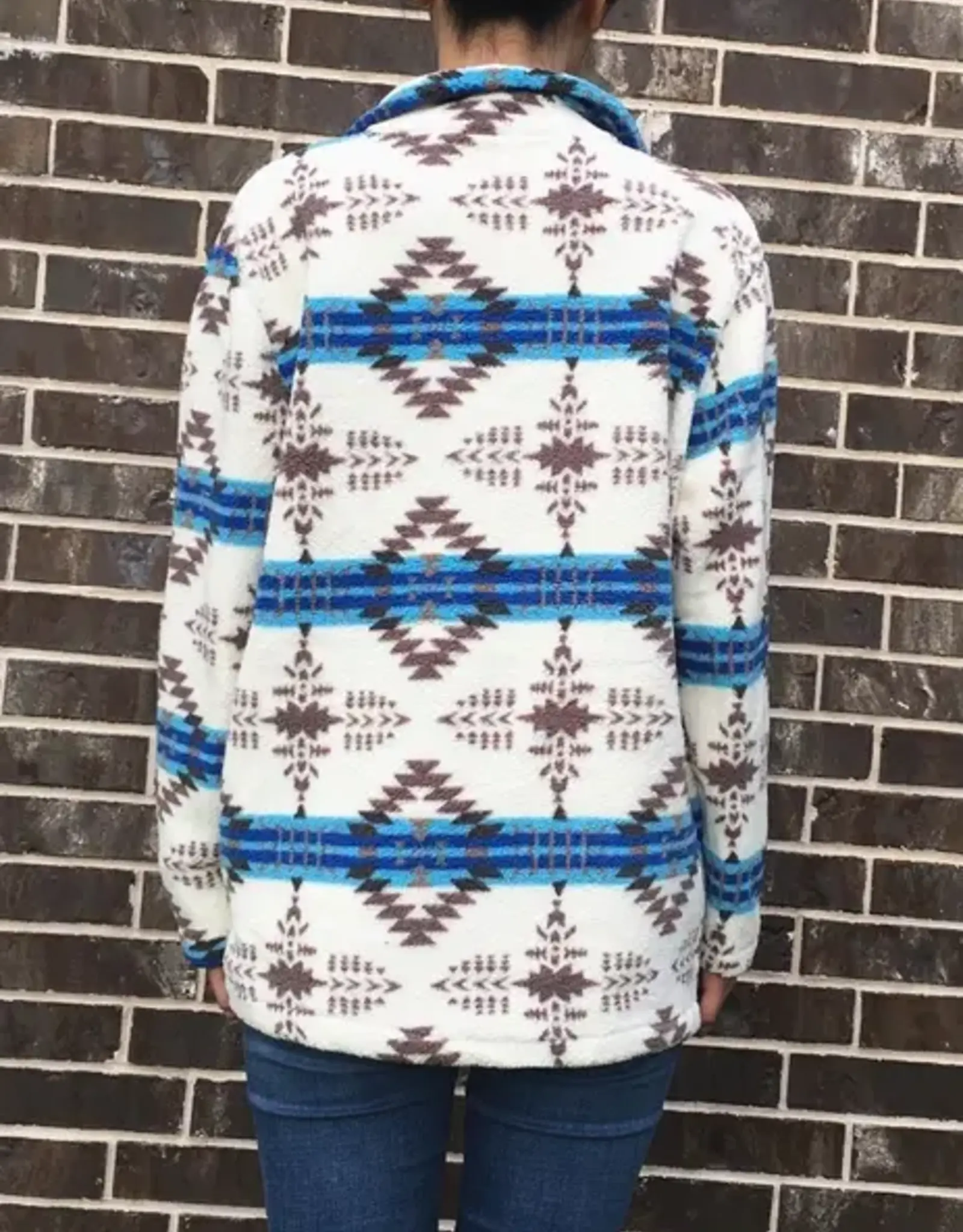 Desheng Enterprise Womens Western Tribal Aztec Sherpa Quarter Zip Pullover